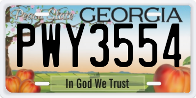 GA license plate PWY3554