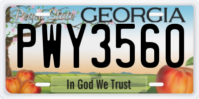 GA license plate PWY3560