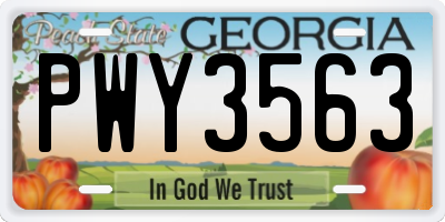 GA license plate PWY3563