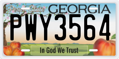 GA license plate PWY3564