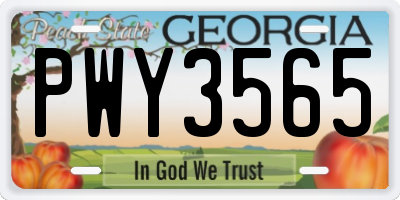 GA license plate PWY3565