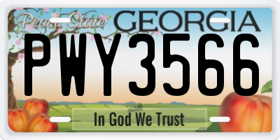 GA license plate PWY3566
