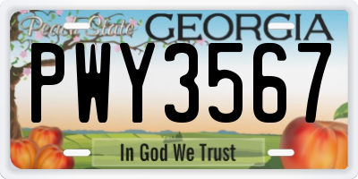 GA license plate PWY3567