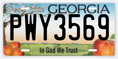 GA license plate PWY3569