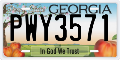 GA license plate PWY3571