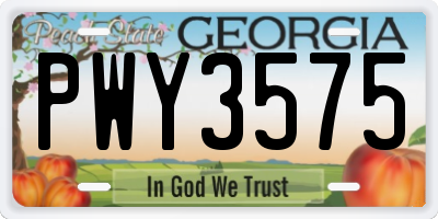 GA license plate PWY3575