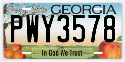 GA license plate PWY3578