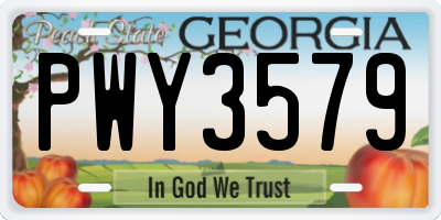GA license plate PWY3579