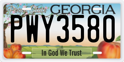 GA license plate PWY3580