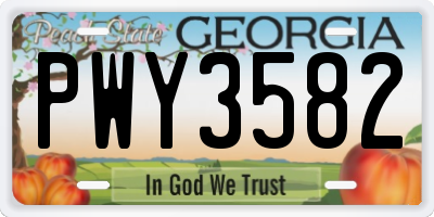 GA license plate PWY3582