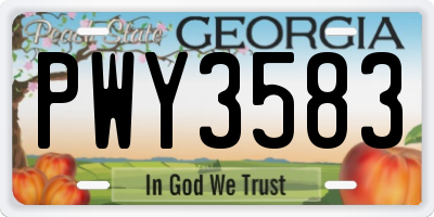 GA license plate PWY3583