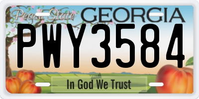 GA license plate PWY3584