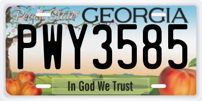 GA license plate PWY3585