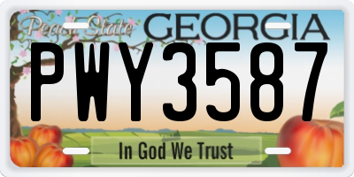 GA license plate PWY3587
