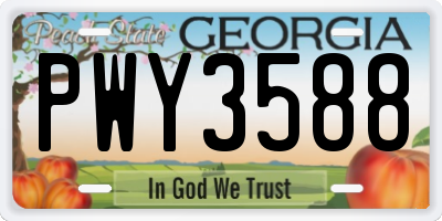 GA license plate PWY3588