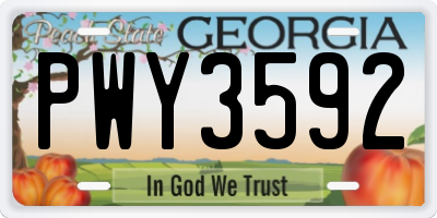 GA license plate PWY3592