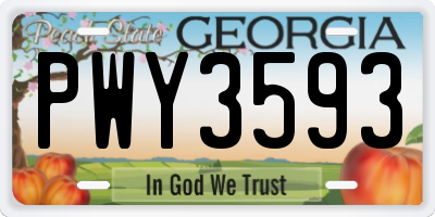 GA license plate PWY3593
