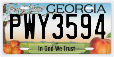 GA license plate PWY3594