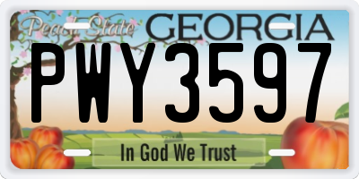 GA license plate PWY3597