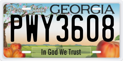 GA license plate PWY3608