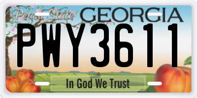 GA license plate PWY3611