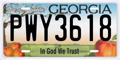 GA license plate PWY3618