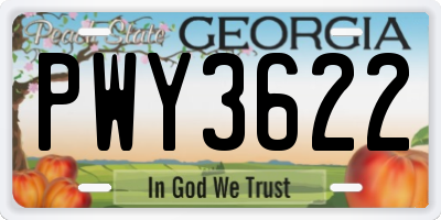 GA license plate PWY3622