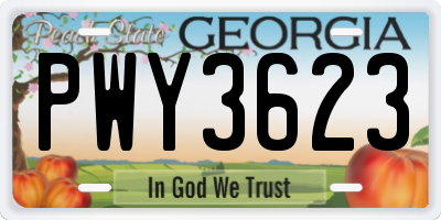 GA license plate PWY3623