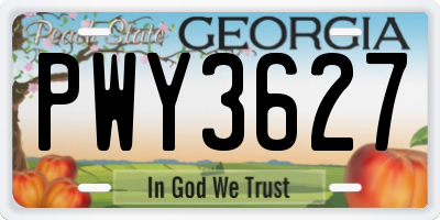 GA license plate PWY3627