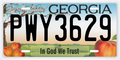 GA license plate PWY3629