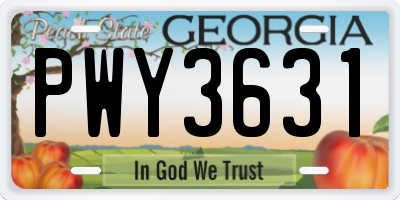 GA license plate PWY3631