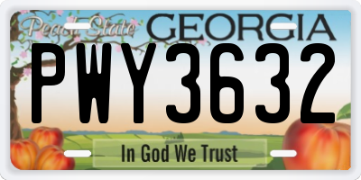 GA license plate PWY3632