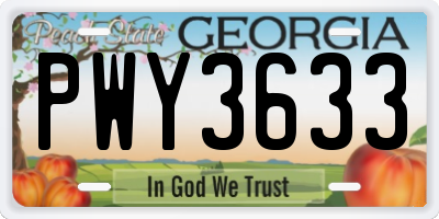 GA license plate PWY3633