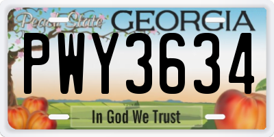GA license plate PWY3634