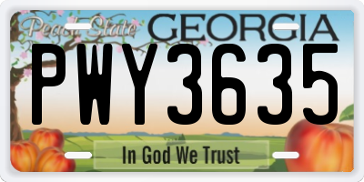 GA license plate PWY3635