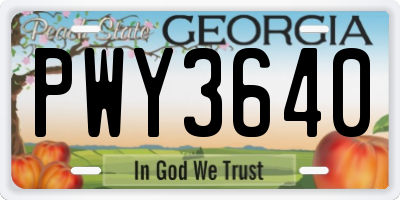 GA license plate PWY3640