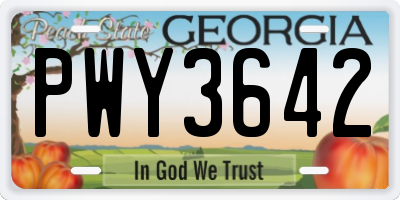 GA license plate PWY3642