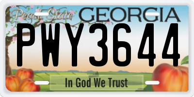 GA license plate PWY3644