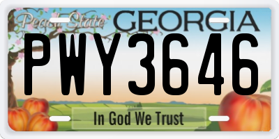 GA license plate PWY3646