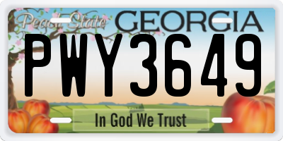 GA license plate PWY3649