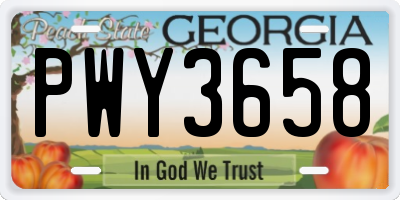GA license plate PWY3658