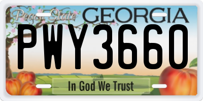GA license plate PWY3660