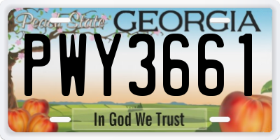 GA license plate PWY3661