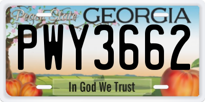 GA license plate PWY3662