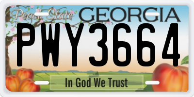 GA license plate PWY3664