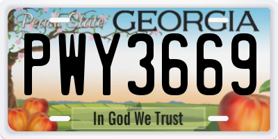 GA license plate PWY3669