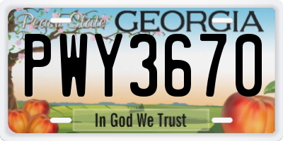 GA license plate PWY3670