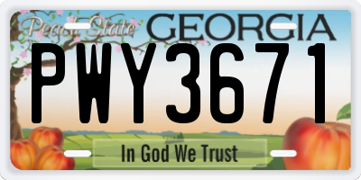 GA license plate PWY3671
