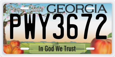 GA license plate PWY3672