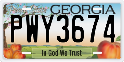 GA license plate PWY3674